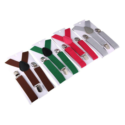 Children Y Strap 3 Clips Adjustable Polyester rose red Size: one size(adjustable); Product type: suspenders; Size reference: width: 2.5cm - 3.5cm; length: 90cm - 120cm (stretchable)