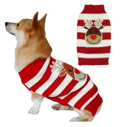 Dog Sweater Acrylic Knit Christmas Red and White Deer L Size: L; Neck (cm): 32-38; Bust (cm): 44-50; Back length (cm): 31-35; Recommended pet weight (kg): 7.0 - 10.0