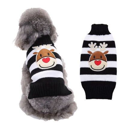 Dog Sweater Acrylic Knit Christmas Black and White Deer XXS