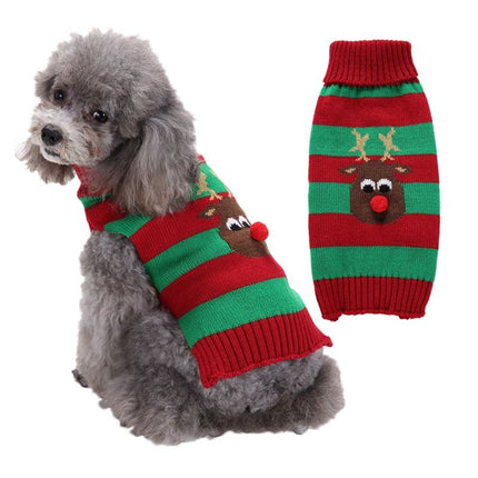Dog Sweater Acrylic Knit Christmas Red and Green deer L Size: L; Neck (cm): 32-38; Bust (cm): 44-50; Back length (cm): 31-35; Recommended pet weight (kg): 7.0 - 10.0