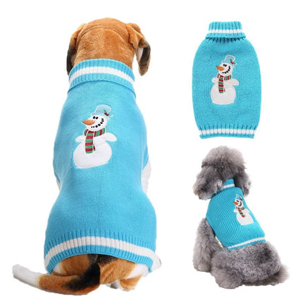 Dog Sweater Acrylic Knit Christmas Blue Christmas Snowman M Size: M; Neck (cm): 28-32; Bust (cm): 38-44; Back length (cm): 26-30; Recommended pet weight (kg): 4.5 - 7.0