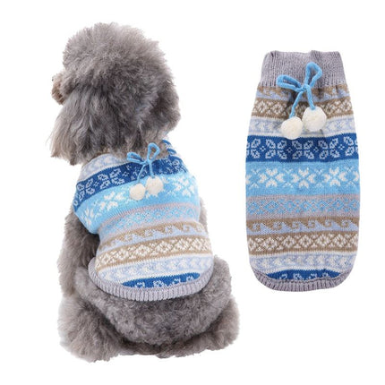 Dog Sweater Acrylic Knit Christmas Blue hanging white Bell M Size: M; Neck (cm): 28-32; Bust (cm): 38-44; Back length (cm): 26-30; Recommended pet weight (kg): 4.5 - 7.0
