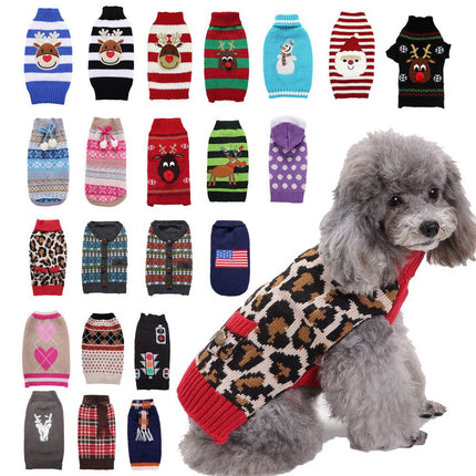 Dog Sweater Acrylic Knit Christmas Blue hanging white Bell XXL