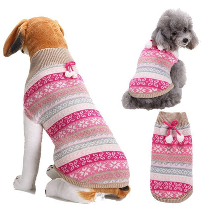 Dog Sweater Acrylic Knit Christmas Pink hanging white Bell Size: S; Neck (cm): 24-28; Bust (cm): 32-38; Back length (cm): 22-25; Recommended pet weight (kg): 2.5 - 4.5