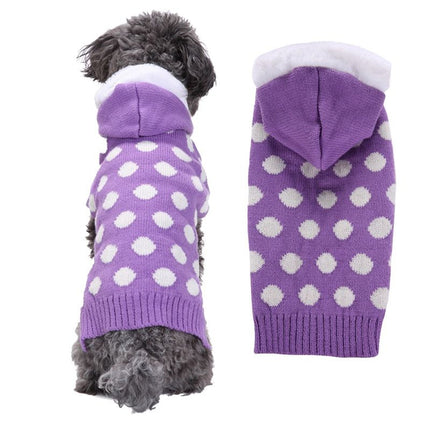 Dog Sweater Acrylic Knit Christmas White polka dot hat Size: S; Neck (cm): 24-28; Bust (cm): 32-38; Back length (cm): 22-25; Recommended pet weight (kg): 2.5 - 4.5