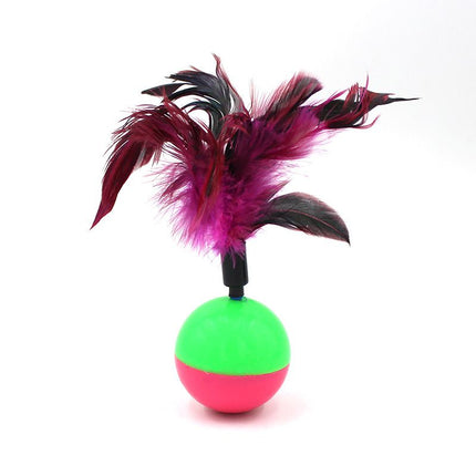 Pet Toy Tumbler Feather Plastic Meng Qigong Tumbler feather: color random