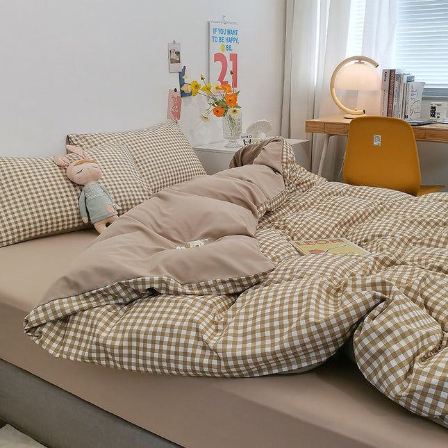 Qianjin Cotton Solid Color 4 Piece Bedding Set Mi Xiaoge 1.5 m bed [bed sheet set] quilt cover 150*200cm bed sheet 180*230cm pillowcase 48*74*2