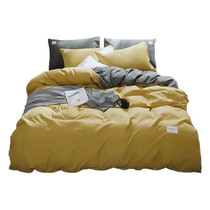 Qianjin Cotton Solid Color 4 Piece Bedding Set Dark gray 1.5 m bed [bed sheet set] quilt cover 150*200cm bed sheet 180*230cm pillowcase 48*74*2