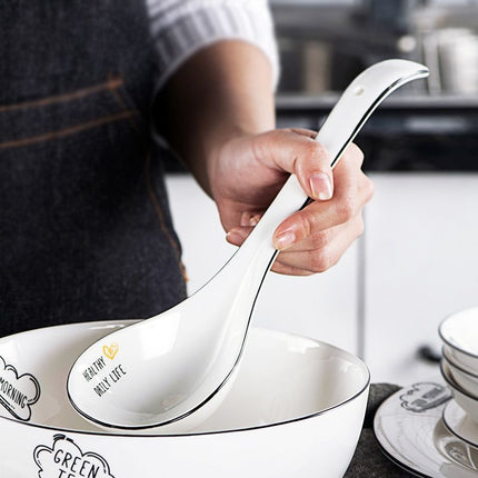 Ceramic Soup Spoon Yo Laifu Large White pure white rice spoon