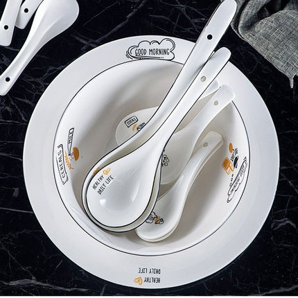 Ceramic Soup Spoon Yo Laifu Large White pure white rice spoon
