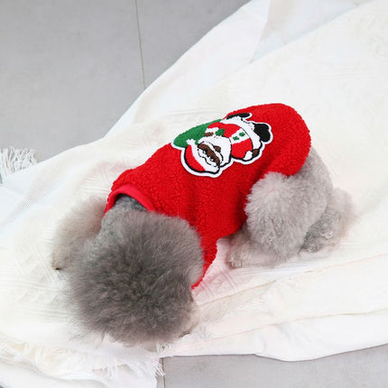 Dogbaby Dog Clothes Fleece Small Breed Christmas Tree 21 Santa Claus Gift Fleece-Red XL Size: XL; Neck (cm): 38-44; Bust (cm): 50-58; Back length (cm): 36-40; Recommended pet weight (kg): 10.0 - 15.0