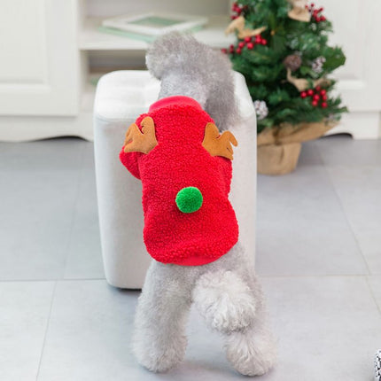 Dogbaby Dog Clothes Fleece Small Breed Christmas Tree 21 Christmas Fawn Legs Velvet-Red M Size: M; Neck (cm): 28-32; Bust (cm): 38-44; Back length (cm): 26-30; Recommended pet weight (kg): 4.5 - 7.0