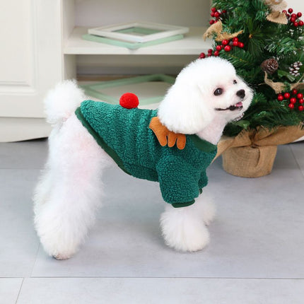 Dogbaby Dog Clothes Fleece Small Breed Christmas Tree 21 Christmas Fawn Legs Velvet-Green M Size: M; Neck (cm): 28-32; Bust (cm): 38-44; Back length (cm): 26-30; Recommended pet weight (kg): 4.5 - 7.0