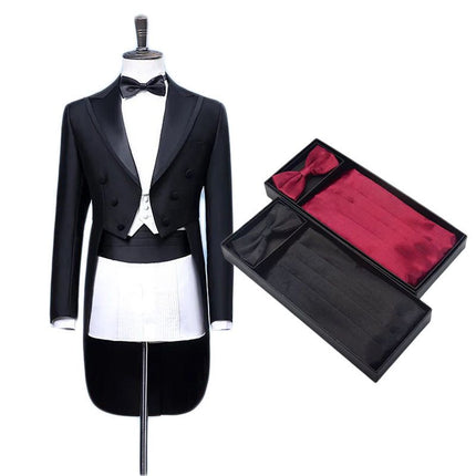 Mute Sauce Men Waistcoat Bow Tie Pocket Square Set Blue waist seal 80-100cm Size: one size(adjustable); Product type: suspenders; Size reference: width: 2.5cm - 3.5cm; length: 90cm - 120cm (stretchable)