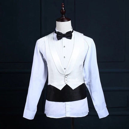 Mute Sauce Men Waistcoat Bow Tie Pocket Square Set Shallow navy blue 80-100cm Size: one size(adjustable); Product type: suspenders; Size reference: width: 2.5cm - 3.5cm; length: 90cm - 120cm (stretchable)