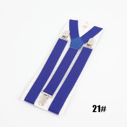 Clockwise 3 Clip Suspenders Unisex Adjustable Polyester Royal Blue Size: one size(adjustable); Product type: suspenders; Size reference: width: 2.5cm - 3.5cm; length: 90cm - 120cm (stretchable)