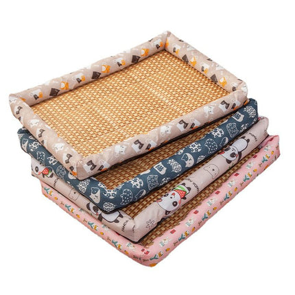 Pet Bed Rattan Cooling Mat Dog Cat gray cat S code 40*30cm (within 2.50kg recommended)