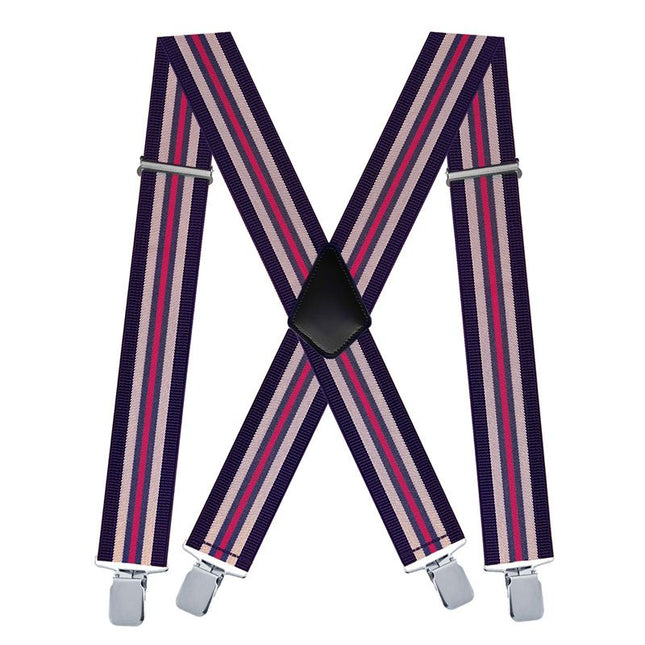 Jill Cool 5cm Men Elastic Polyester Suspenders 4 Clips 5.0 Four Clip-Black Rice Green Stripe Size: one size(adjustable); Product type: suspenders; Size reference: width: 2.5cm - 3.5cm; length: 90cm - 120cm (stretchable)