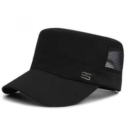 Men Mesh Flat Top Hat Sun Protection Outdoor half net black Adjustable