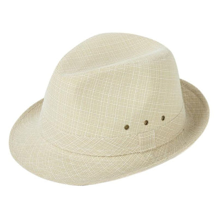 Men's Linen Top Hat Summer Dome Curled Brim Hong Kong and Macao Ma Light Grey 60#
