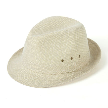 Men's Linen Top Hat Summer Dome Curled Brim Hong Kong and Macao hemp deep gray 60#