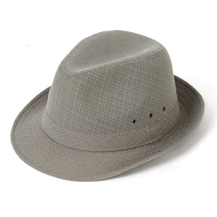 Men's Linen Top Hat Summer Dome Curled Brim Hong Kong and Macao Ma Light Grey 58#