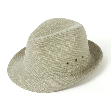 Men's Linen Top Hat Summer Dome Curled Brim Hong Kong and Macao hemp cyan 59#