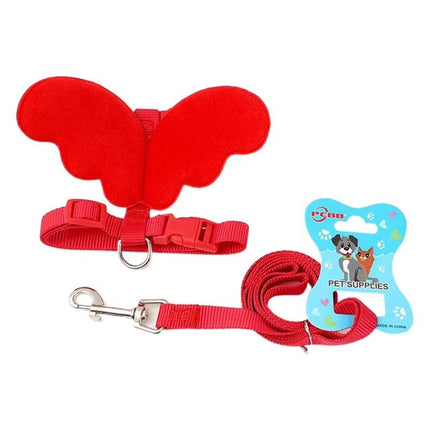 Petubei Dog Harness Leash Nylon Angel Wings Red S