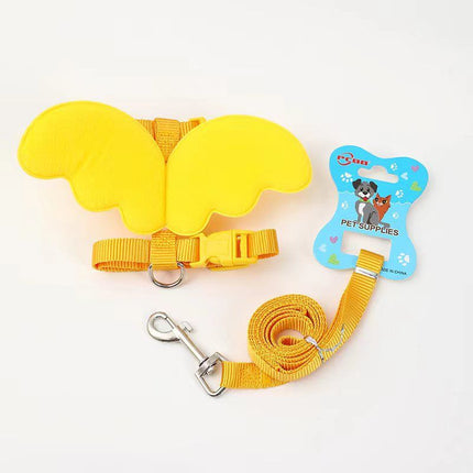 Petubei Dog Harness Leash Nylon Angel Wings Yellow S