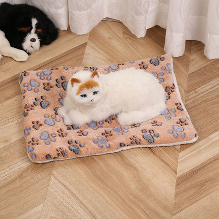 Pet Mat Thick Warm Cat Dog Blanket White Bear Brown Dog paw Pet mat 30x40cm