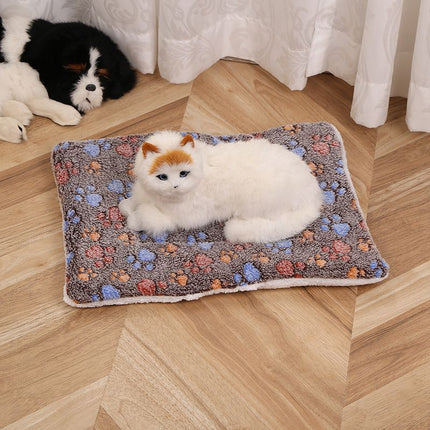 Pet Mat Thick Warm Cat Dog Blanket White Bear Coffee dog paw 30x40cm