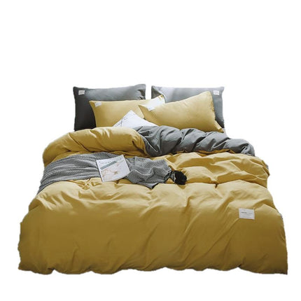 Qianjin Cotton Solid Color 4 Piece Bedding Set California Big Gray 1.5 m bed [bed sheet set] quilt cover 150*200cm bed sheet 180*230cm pillowcase 48*74*2