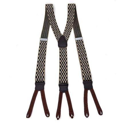 Men's Leather Elastic Suspenders 3.5cm 6 Clips Gray Size: one size(adjustable); Product type: suspenders; Size reference: width: 2.5cm - 3.5cm; length: 90cm - 120cm (stretchable)