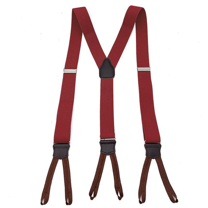 Men's Leather Elastic Suspenders 3.5cm 6 Clips Sapphire Blue Size: one size(adjustable); Product type: suspenders; Size reference: width: 2.5cm - 3.5cm; length: 90cm - 120cm (stretchable)