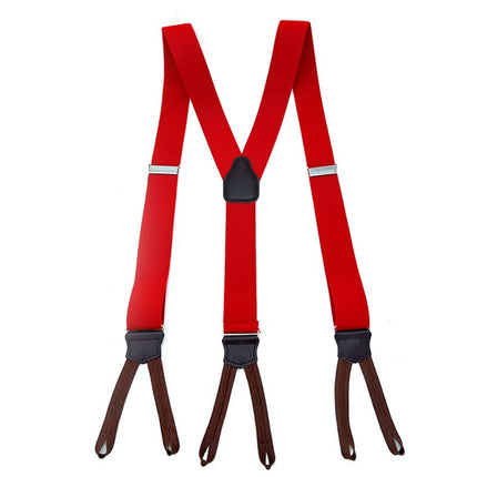 Men's Leather Elastic Suspenders 3.5cm 6 Clips Red Size: one size(adjustable); Product type: suspenders; Size reference: width: 2.5cm - 3.5cm; length: 90cm - 120cm (stretchable)