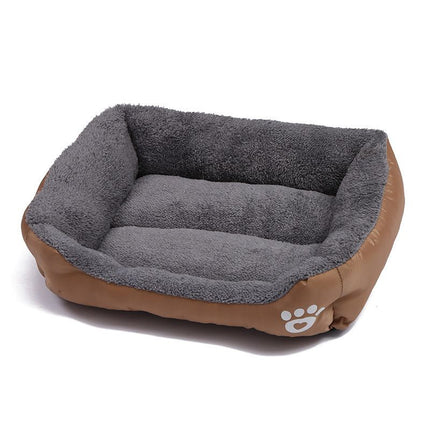 Pet Bed Semi Enclosed Pp Cotton Warm Khaki L：66*50*12