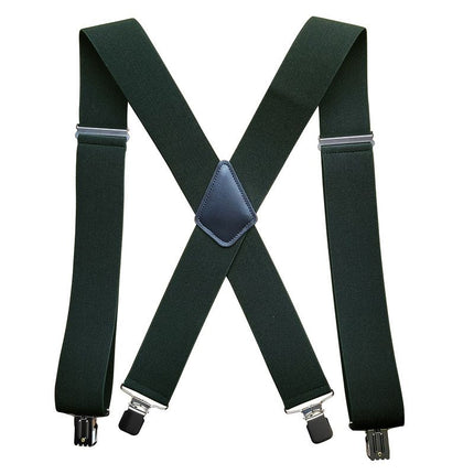Jill Cool 5cm Men Elastic Polyester Suspenders 4 Clips 5.0 four clip-dark green Size: one size(adjustable); Product type: suspenders; Size reference: width: 2.5cm - 3.5cm; length: 90cm - 120cm (stretchable)