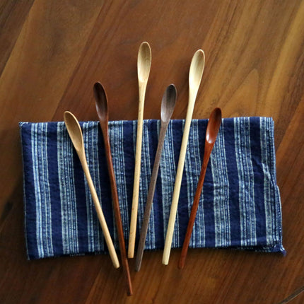 YF JY Wooden Spoon Japanese Style Long Handle... 20*3cm log khaki