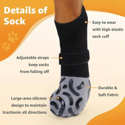 Cotton Dog Socks Striped Jacquard Pet Footwear Reflective velcro Xs ultra-small 4.5*12cm [recommended within 5kg inches] [pack of four]