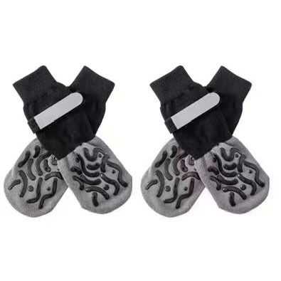 Cotton Dog Socks Striped Jacquard Pet Footwear Reflective velcro Xs ultra-small 4.5*12cm [recommended within 5kg inches] [pack of four]