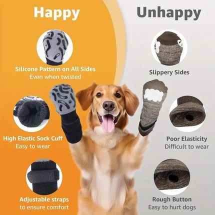Dog Shoes Non Slip Indoor Outdoor Cotton White bone pattern [premium storage bag] Xl super large 8.6*20cm [recommended 20-30kg] [pack of four]