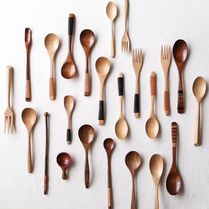 Wooden Spoon Create Credit Long Handle [solid wood] medium pointed spoon 15cm*3.5cm