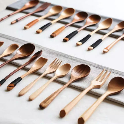 Wooden Spoon Create Credit Long Handle [solid wood] medium pointed spoon 15cm*3.5cm