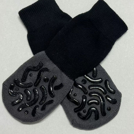 Dog Shoes Non Slip Indoor Outdoor Cotton Black caterpillar - double-sided adhesive dot [opp bag packaging] Xl super large 8.6*20cm [recommended 20-30kg] [pack of four]