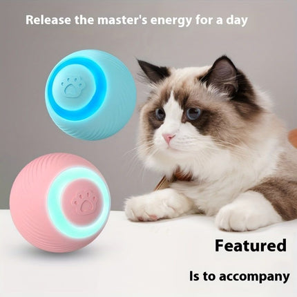 Interactive Rolling Cat Toy Ball with Automatic Movement, Bounce & Spin, USB Rechargeable for Indoor Play, Stimulates Hunting Instincts (Pink)