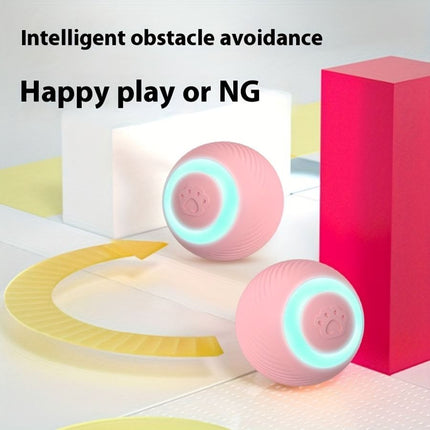 Interactive Rolling Cat Toy Ball with Automatic Movement, Bounce & Spin, USB Rechargeable for Indoor Play, Stimulates Hunting Instincts (Pink)