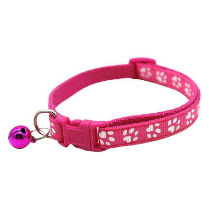 Adjustable Breakaway Cat Collar with Bell for Small Dogs and Kittens, Paw Print Design Safety Buckle, Soft Nylon Pet Collar for Indoor and Outdoor Use (Blue)