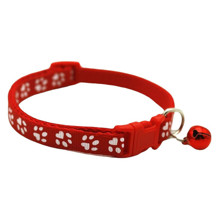 Adjustable Breakaway Cat Collar with Bell for Small Dogs and Kittens, Paw Print Design Safety Buckle, Soft Nylon Pet Collar for Indoor and Outdoor Use (Blue)