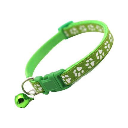 Adjustable Breakaway Cat Collar with Bell for Small Dogs and Kittens, Paw Print Design Safety Buckle, Soft Nylon Pet Collar for Indoor and Outdoor Use (Rose)