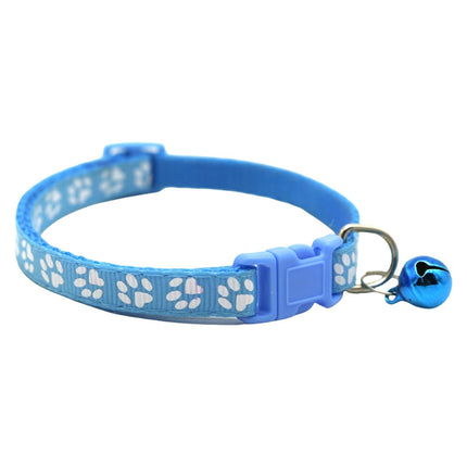 Adjustable Breakaway Cat Collar with Bell for Small Dogs and Kittens, Paw Print Design Safety Buckle, Soft Nylon Pet Collar for Indoor and Outdoor Use (Rose)